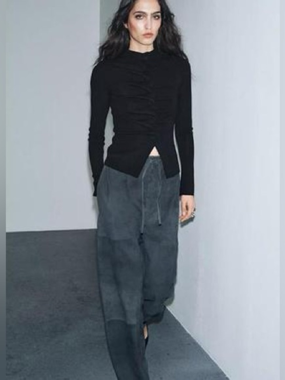 NWT. Zara Black Draped Smooth Knit Jacket/Cardigan. Size M.